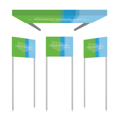 Pop-up mini bar header banners designed for trade shows and special event displays
