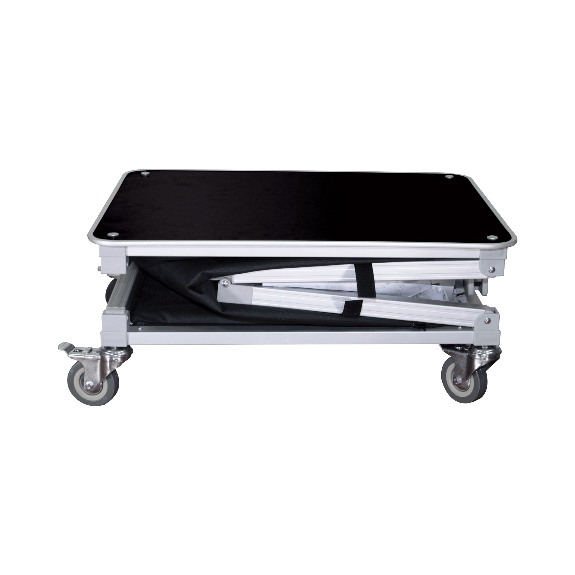 Collapsible rolling platform case with metal frame for trade shows and event transport
