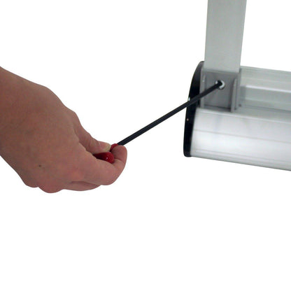 Hand tightening accessory kit on banner stand base for trade show setup