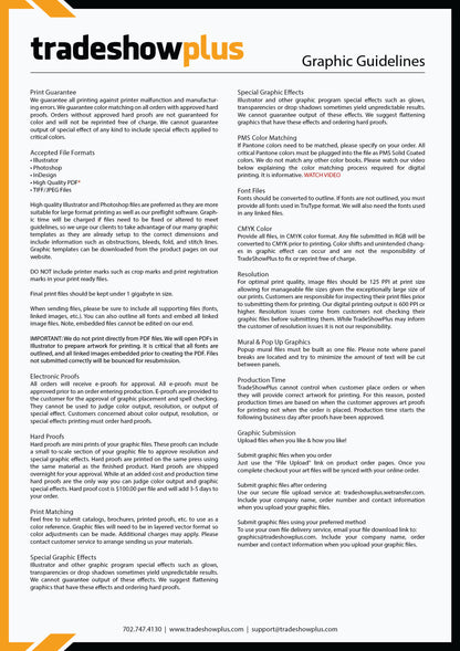 TradeShowPlus graphic guidelines for print quality and file preparation for trade shows and exhibitions