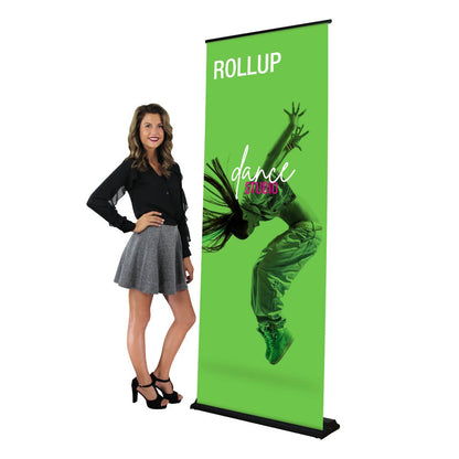 Rollup banner stand featuring dance studio design, ideal for trade shows, exhibitions, and special events