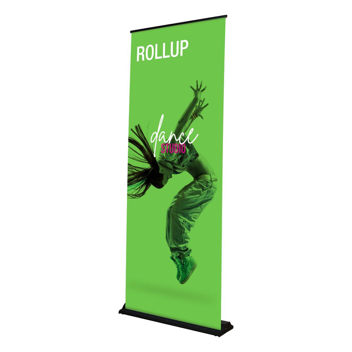 Rollup banner stand with dynamic dance studio design for trade shows and exhibitions