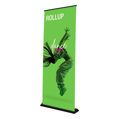 Rollup banner stand with dynamic dance studio design for trade shows and exhibitions