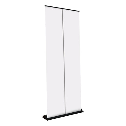 Retractable banner stand with blank vertical display for trade shows and special events