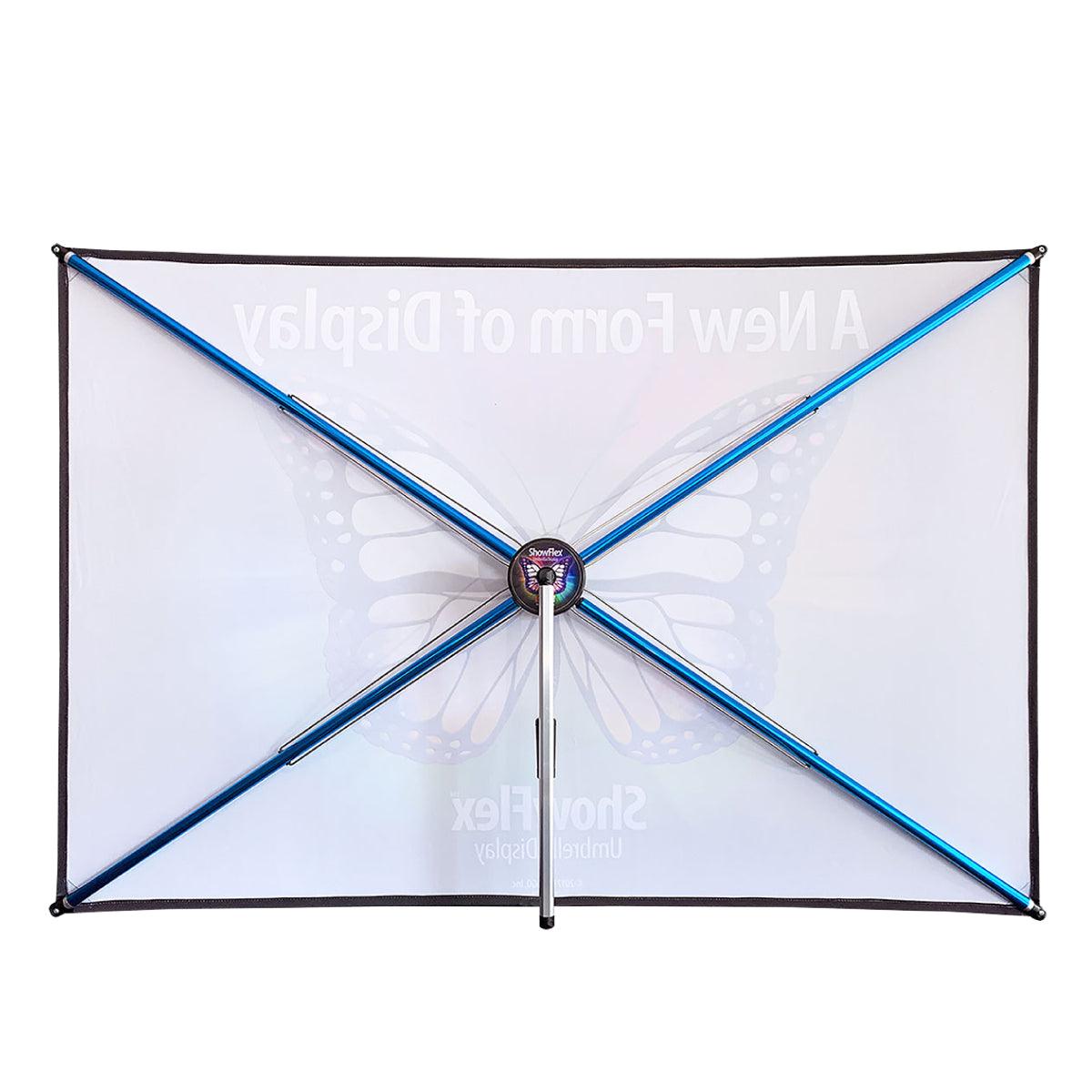 Tabletop display frame for trade shows and exhibitions with tensioned fabric graphics