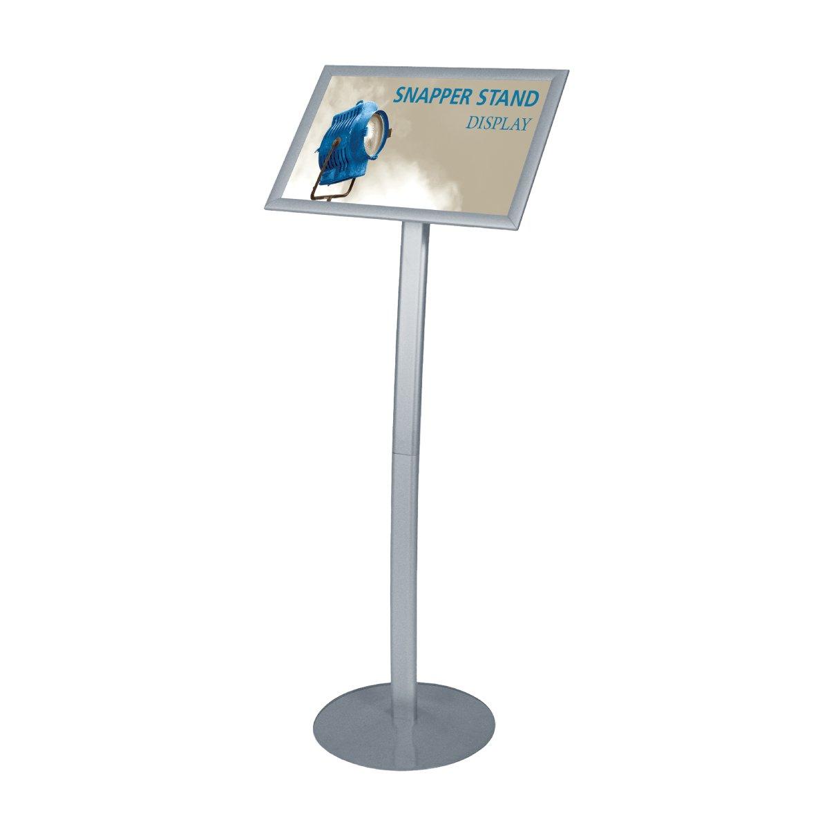 Snapper stand display for trade shows and exhibitions with adjustable height and angled frame