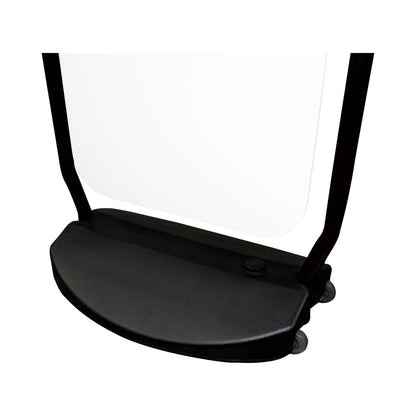 Base of portable swing sign stand for trade shows and exhibitions with sturdy frame and wheels