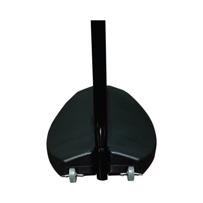Base of a swing sign stand with wheels for easy mobility at trade shows and exhibitions