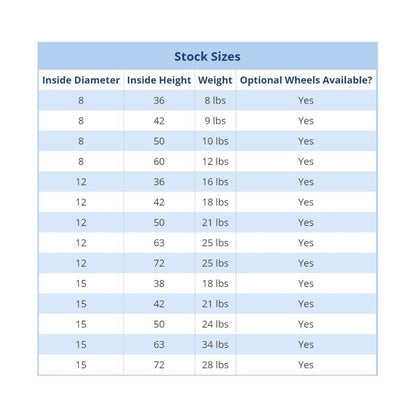 Trade show tank tube shipping cases with adjustable heights and optional wheels for exhibitions and events