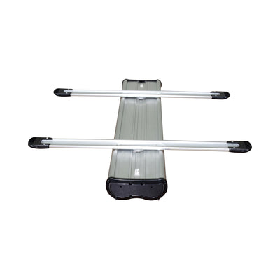 Trade show banner stand base with support poles for exhibitions and special event displays