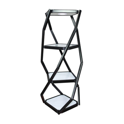 Portable 3-shelf display cabinet with LED lighting for trade shows and exhibitions