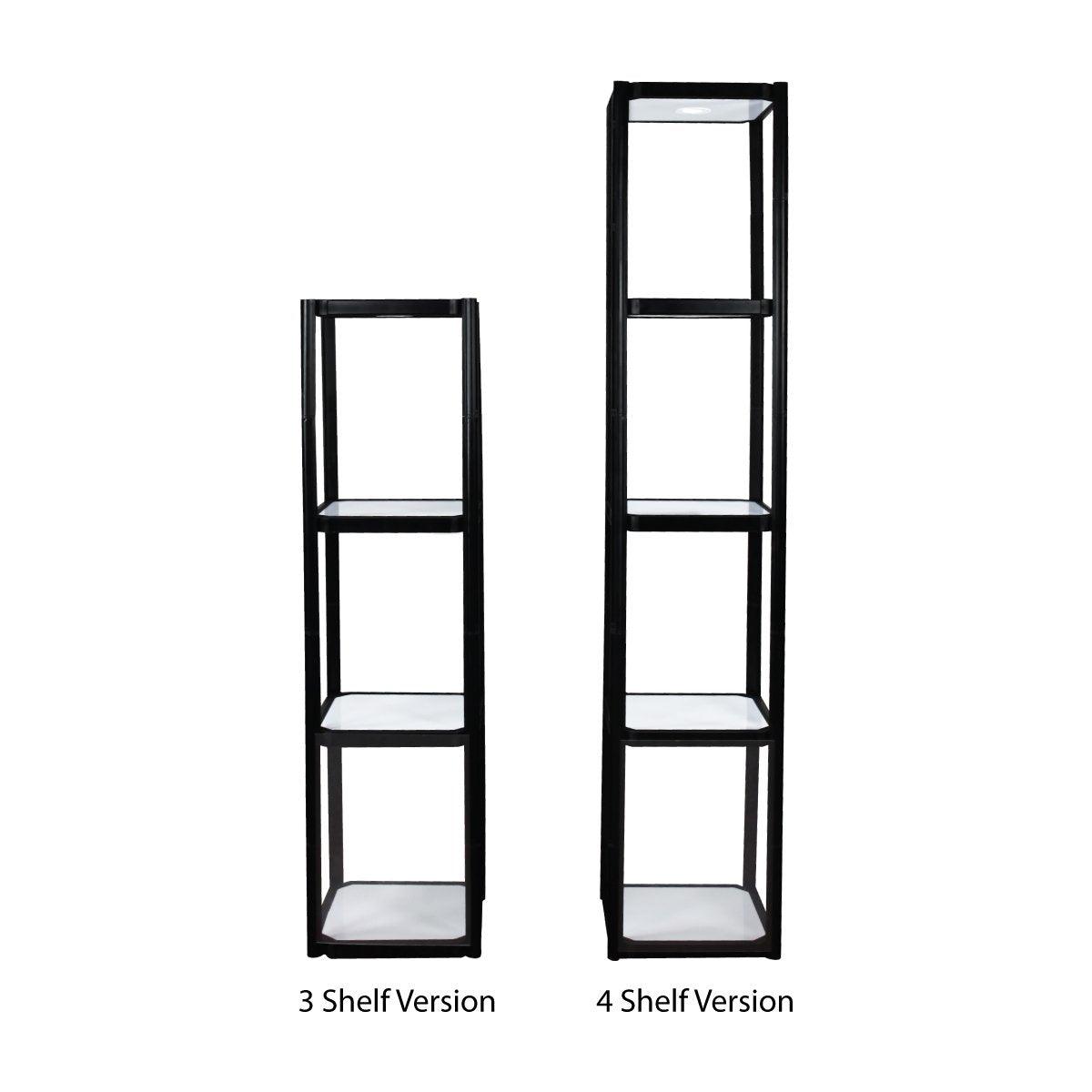 Portable 3 and 4 shelf display cabinets for trade shows and exhibitions