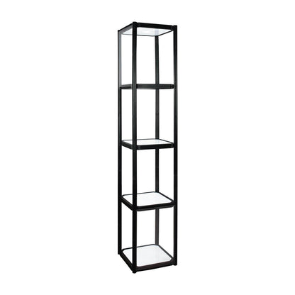 Portable four-shelf display cabinet ideal for trade shows, exhibitions, and special events
