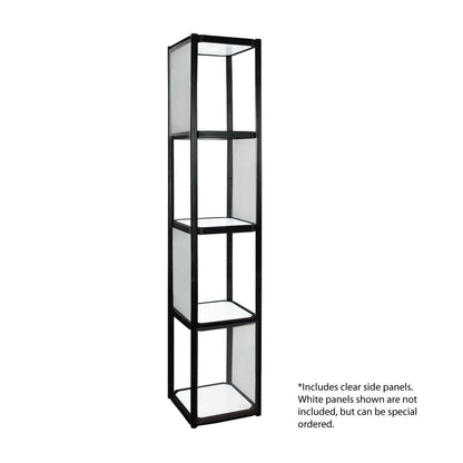 Portable 4-shelf display cabinet with clear panels for trade shows and exhibitions