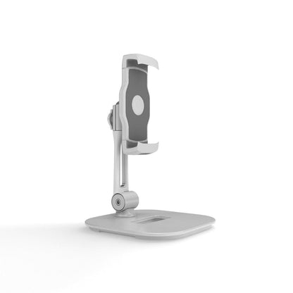 Adjustable tabletop tablet holder with sturdy base for trade shows and exhibitions