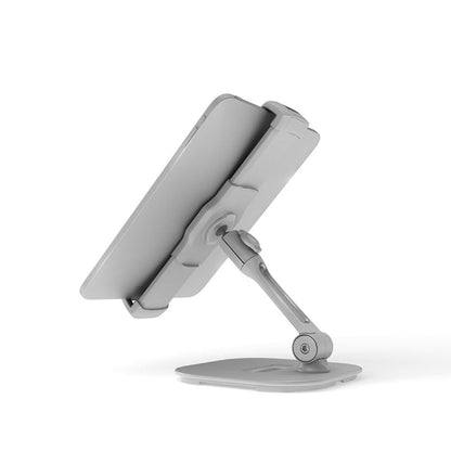 Adjustable tabletop tablet holder designed for trade shows and exhibition displays