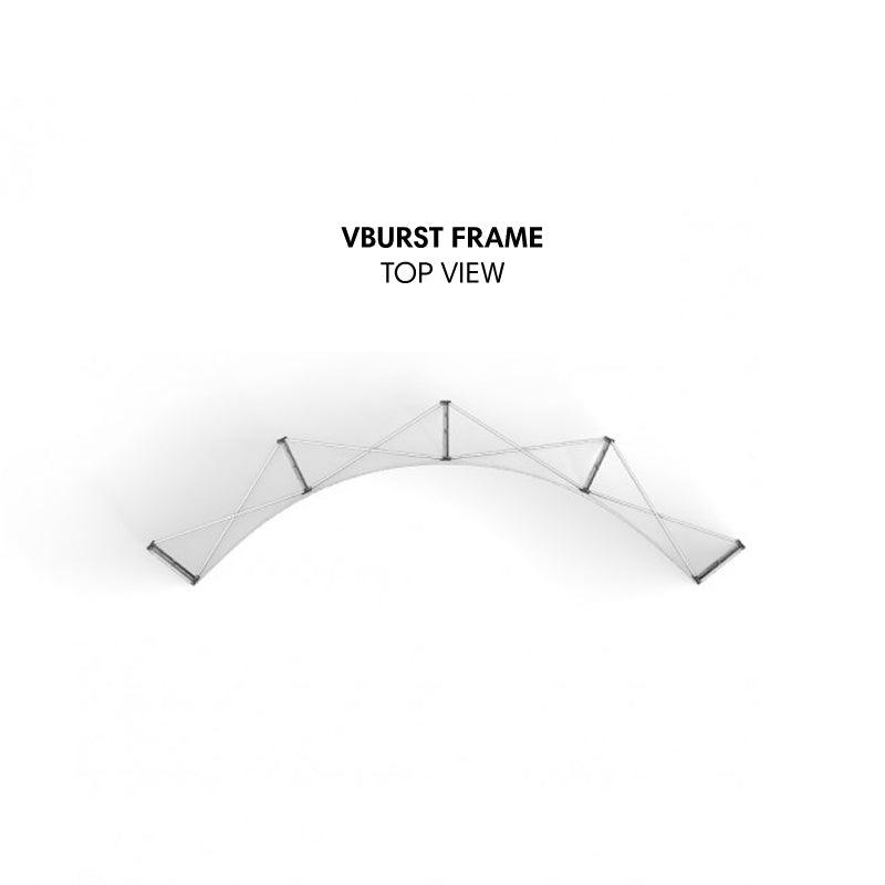 Top view of curved Vburst frame structure for trade show displays and exhibition booths