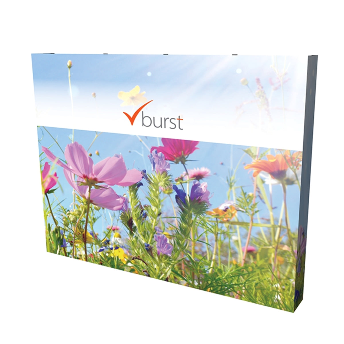 Burst branded trade show fabric display featuring floral graphic for exhibitions and special events