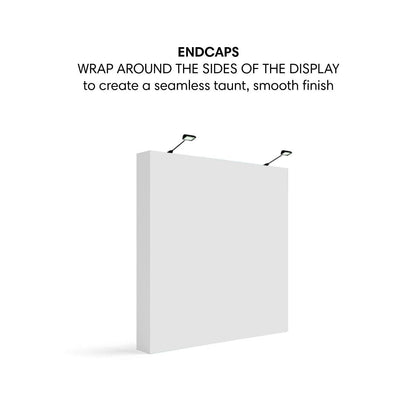 8ft straight display kit with endcaps and overhead lights for seamless trade show exhibit