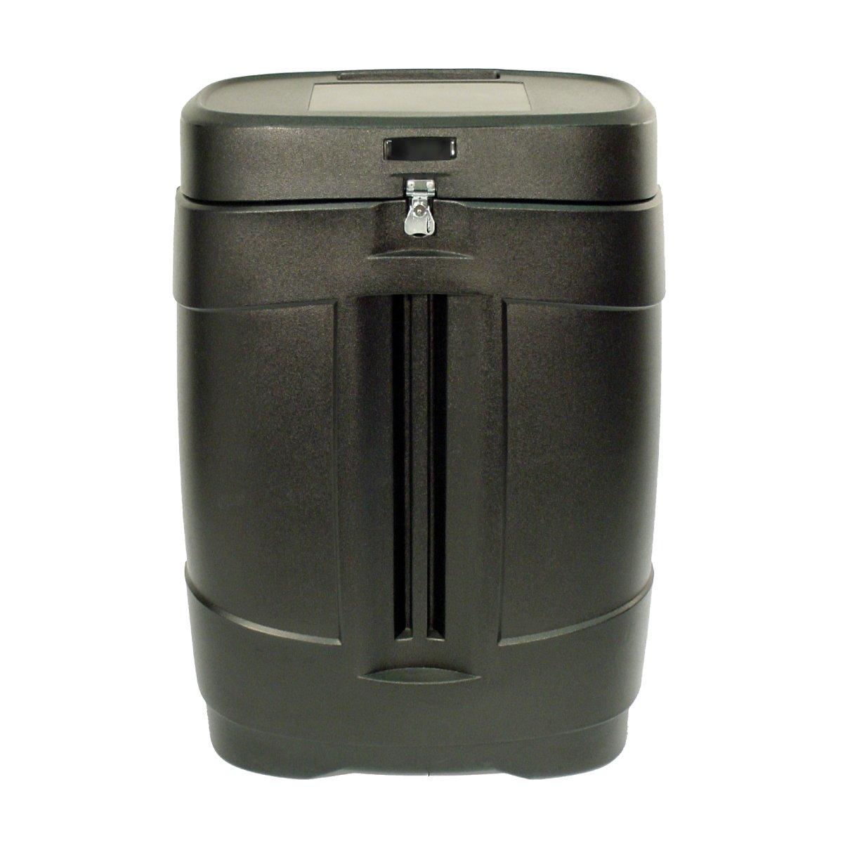 Durable hard case container with locking latch for secure transport at trade shows and exhibitions