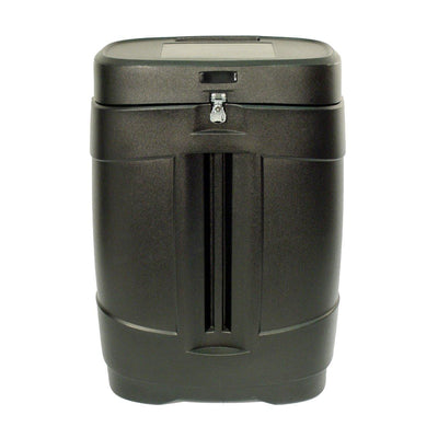 Durable hard case container with locking latch for secure transport at trade shows and exhibitions