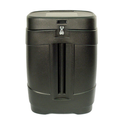 Durable hard case container with locking latch for secure transport at trade shows and exhibitions