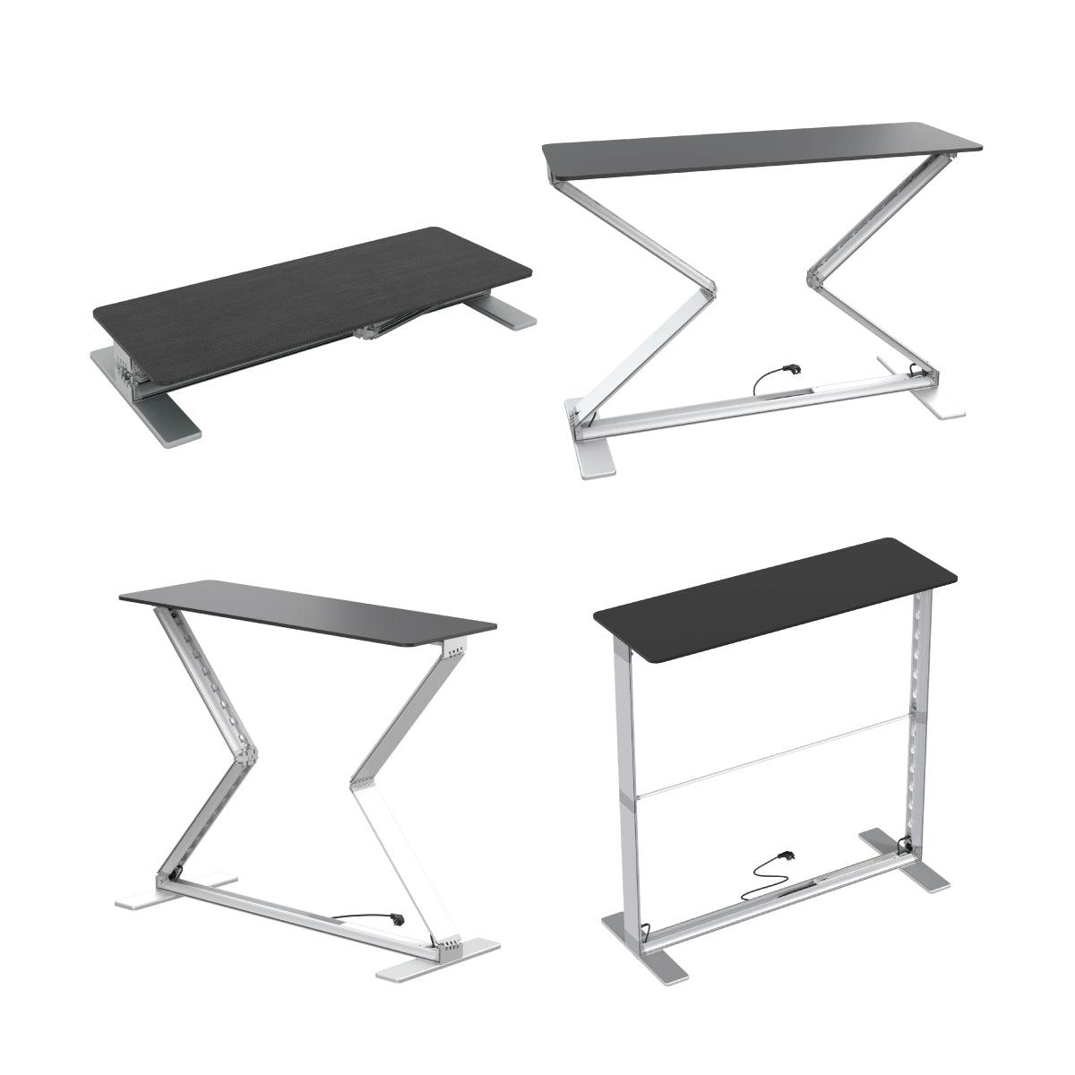Adjustable portable counter with folding metal frame and flat top for trade shows and exhibitions