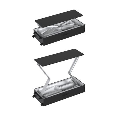 Portable display counter with adjustable top and internal compartments for trade shows and exhibitions