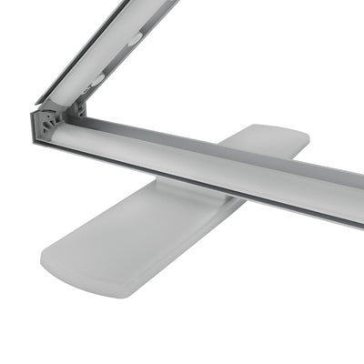 Close-up of frame corner with integrated LED lighting for trade shows and exhibitions