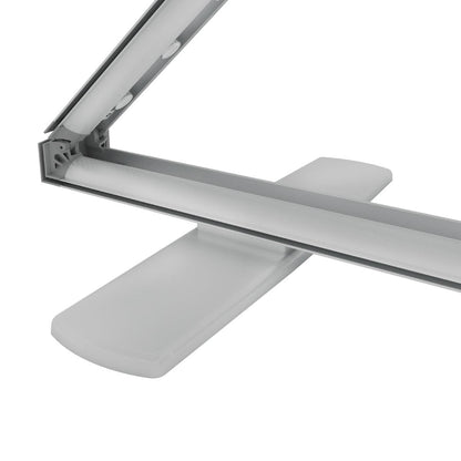 Close-up of frame corner with integrated LED lighting for trade shows and exhibitions