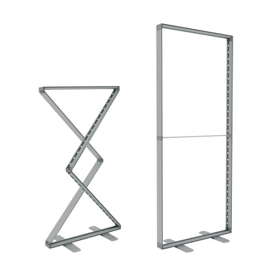 Modular aluminum frames for trade shows and exhibitions with straight and zigzag designs