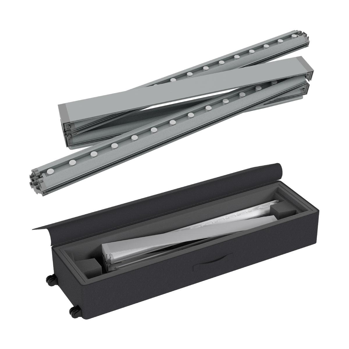 Collapsible frame and carrying case for portable trade show, exhibition, and event displays