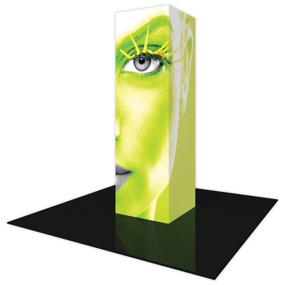 Backlit tower display with large eye graphic for trade shows and exhibitions
