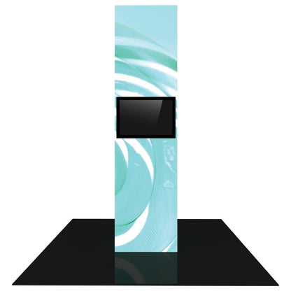 Tall backlit monitor tower with built-in screen for trade shows and exhibitions