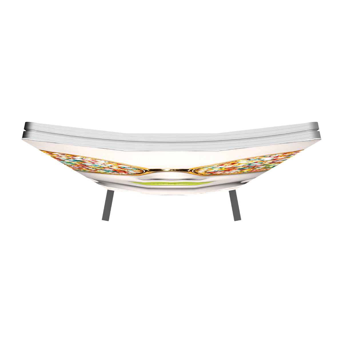 Curved geometric trade show display frame with fabric graphic for exhibitions and events