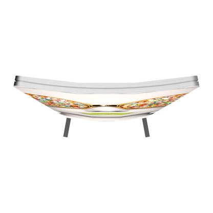 Curved geometric trade show display frame with fabric graphic for exhibitions and events