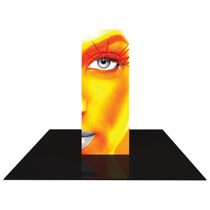 Backlit tower display with artistic face graphic for trade show and exhibition booth setup