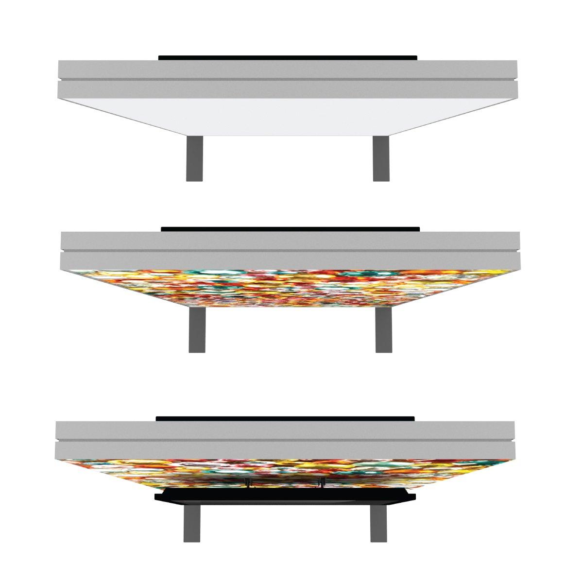 3-stage 4ft monitor kiosk with illuminated graphic panel for trade shows and exhibitions