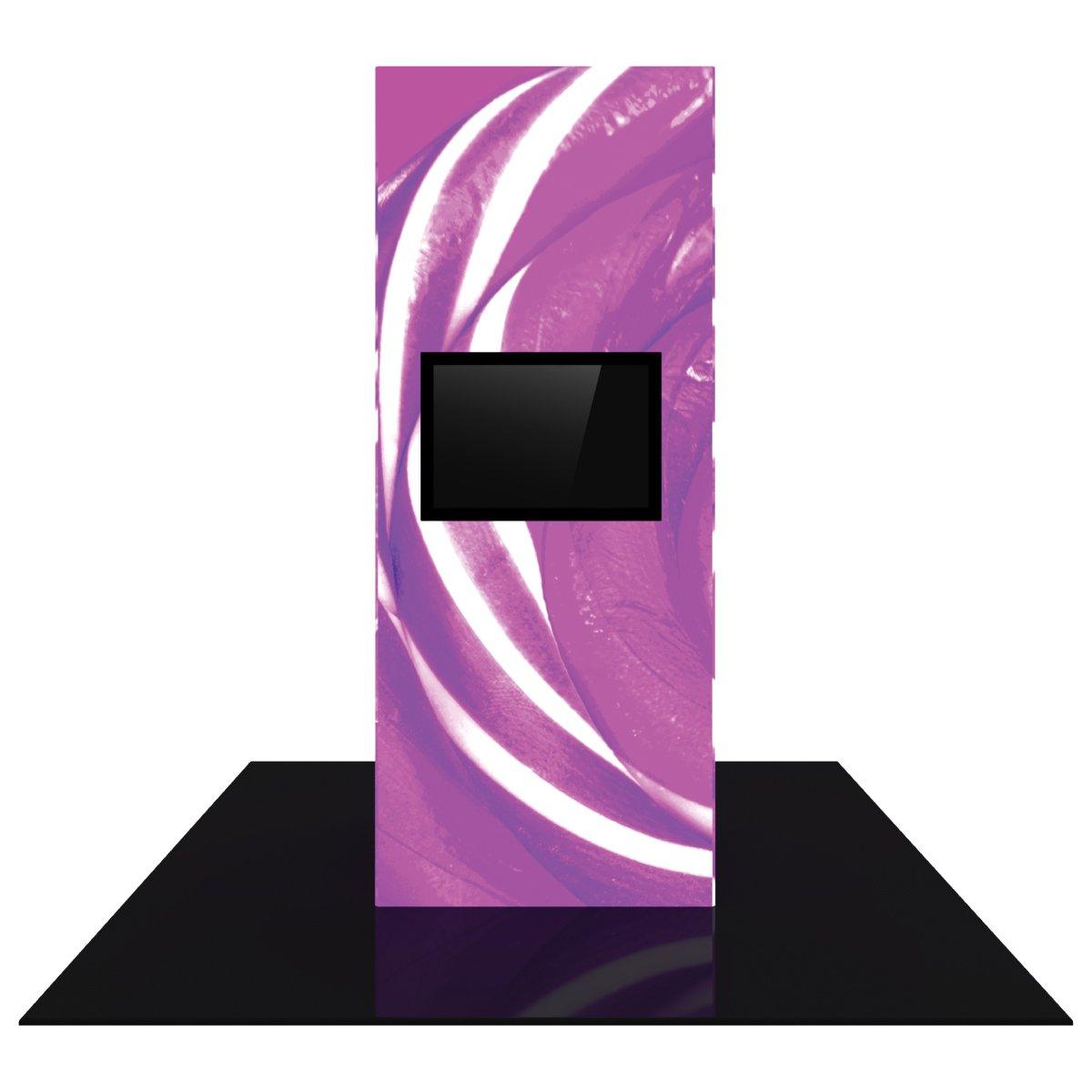 Backlit monitor tower with abstract graphic display for trade shows and special events