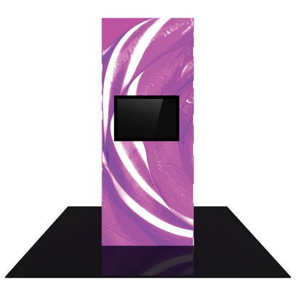 Backlit monitor tower with abstract graphic display for trade shows and special events
