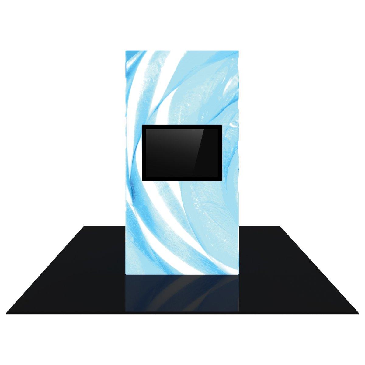 Backlit monitor tower with graphic panel for trade shows, exhibitions, and special events display