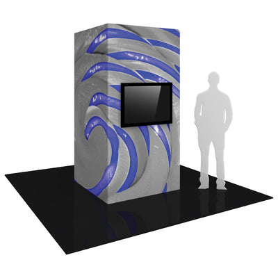 Portable tower monitor display with graphic wrap for trade shows and exhibitions