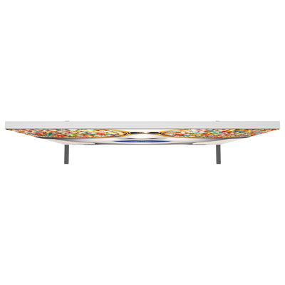 Overhead geometric square display panel for trade shows and special event booths