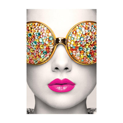 Close-up of decorative wall display featuring artistic portrait for trade shows and exhibitions