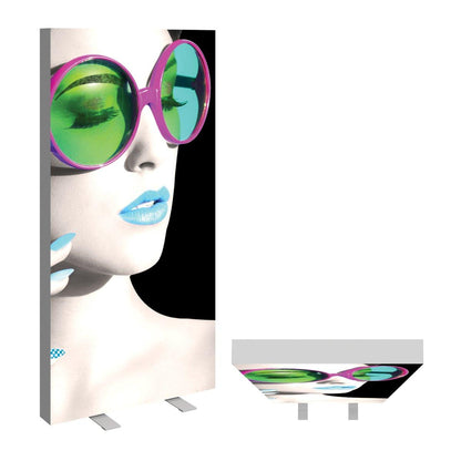 Essential 3ft lightbox display featuring large fashion portrait for trade shows and exhibitions