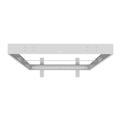 Top view of lightweight trade show display lightbox frame with mounting brackets and support rod