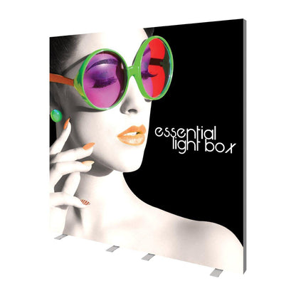 Essential light box display featuring artistic close-up of woman with sunglasses for trade shows and exhibitions