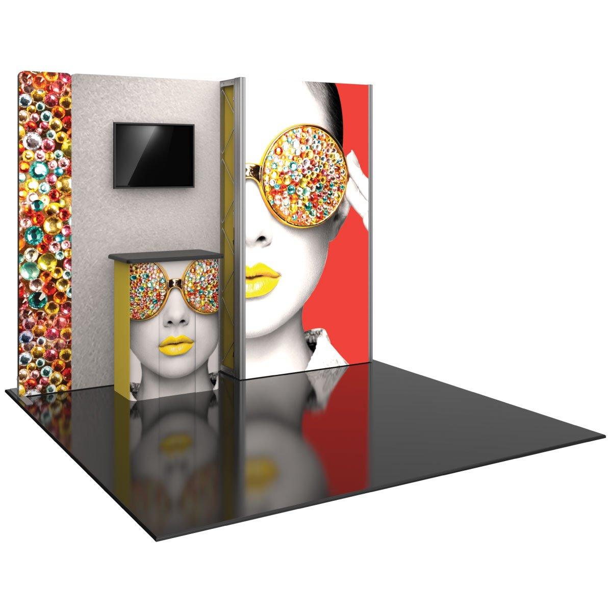 10ft backlit trade show display with graphic panels and counter for exhibitions and events