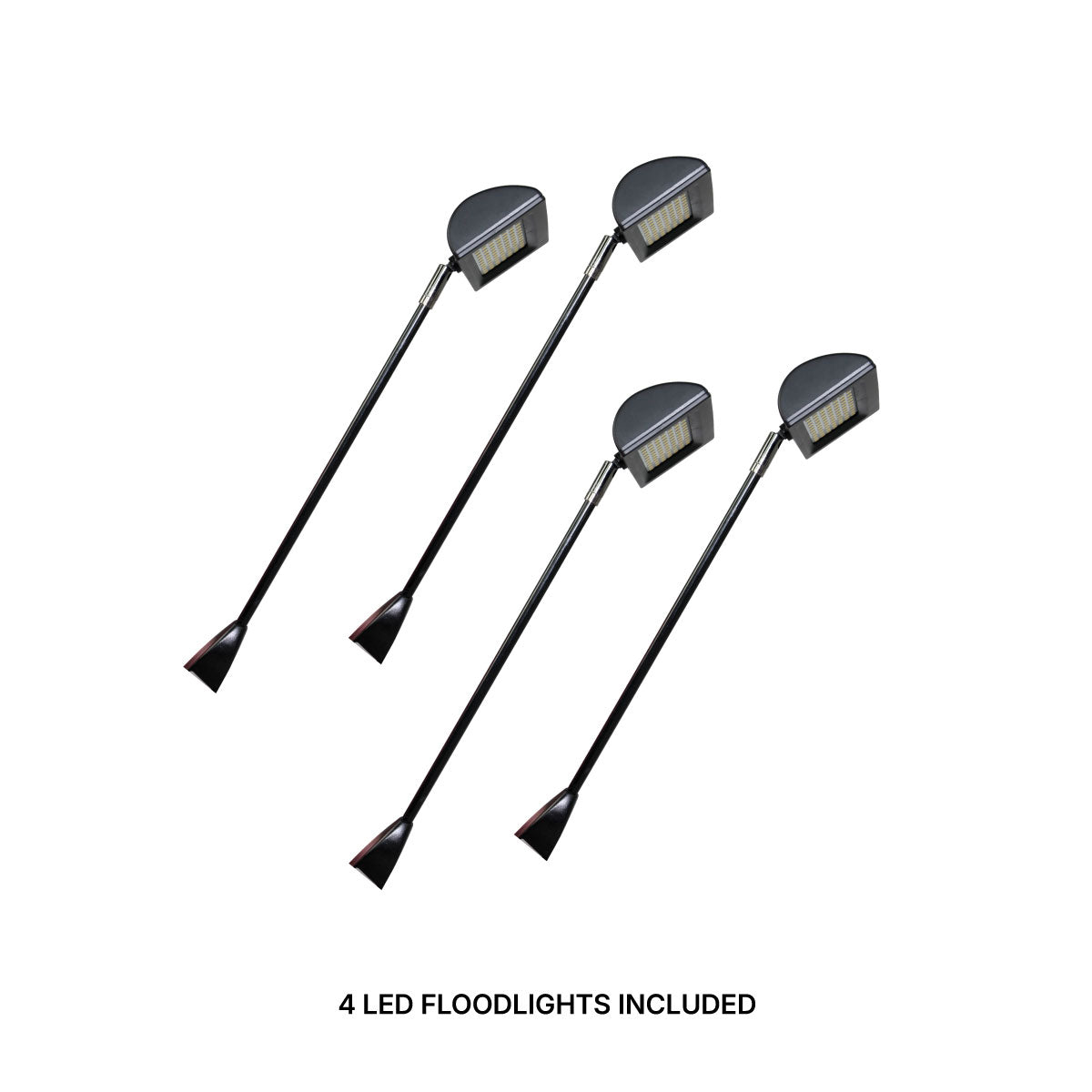 Set of four adjustable LED floodlights for trade shows and exhibitions lighting
