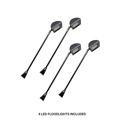 Set of four adjustable LED floodlights for trade shows and exhibitions lighting